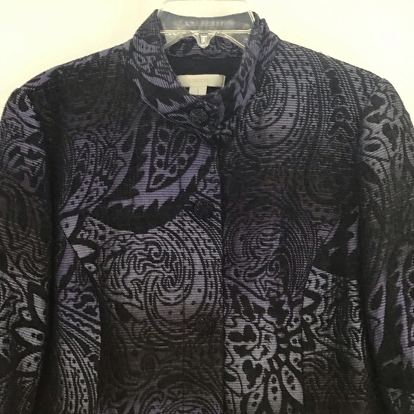 Chico’s Women’s Muse Paisley Button-Up Blazer Jacket Career Black/Purple Size 2 - Picture 4 of 11